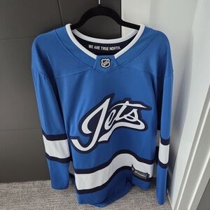 Fanatics Blue and White Hockey Jersey